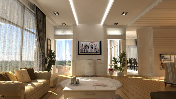 3d saloon fireplace sofas model - Salon with Fireplace by solarseas
